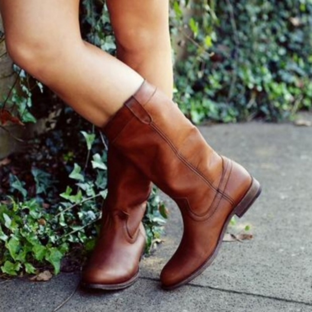 FRYE Melissa Pull On Western Boot Cognac Size 8